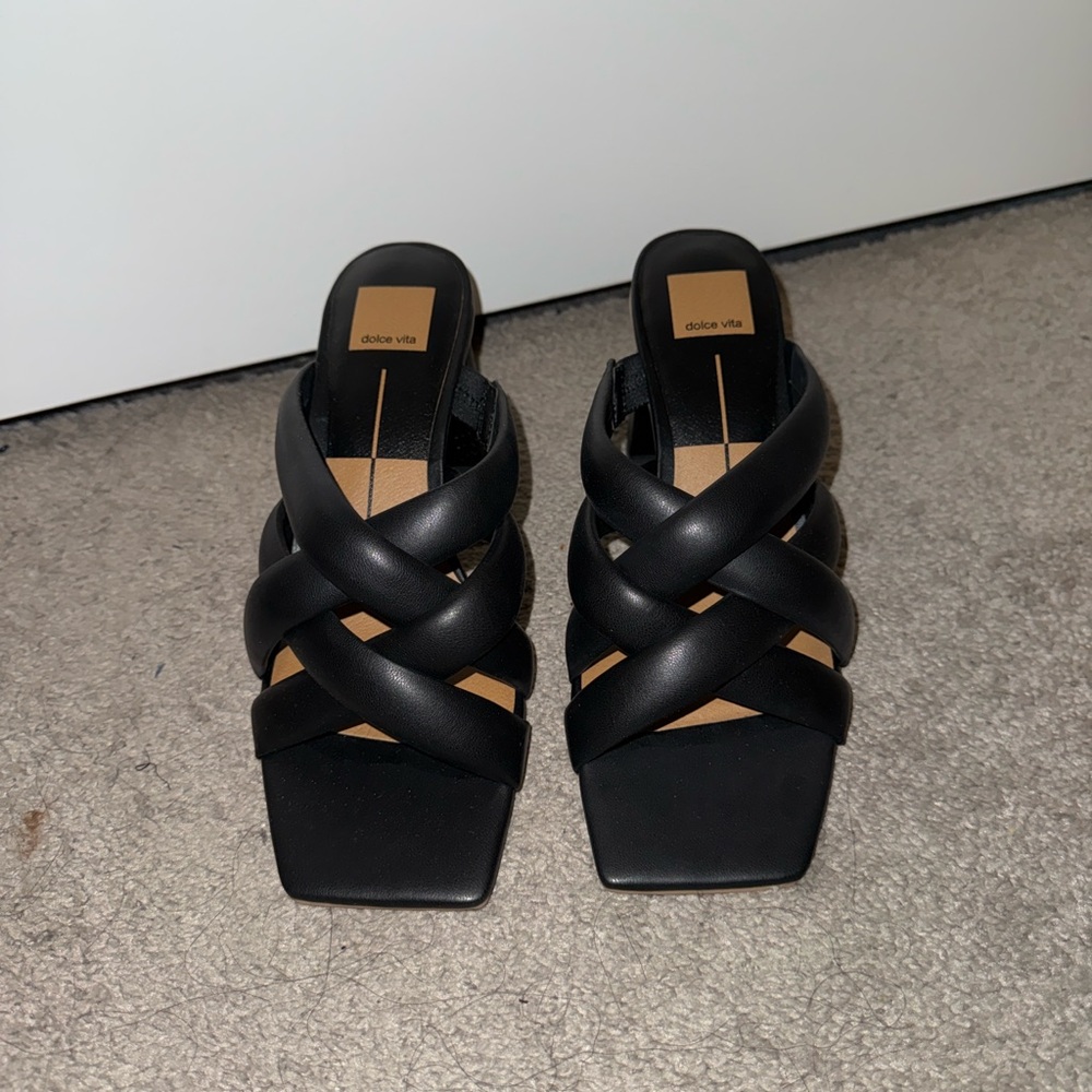 Dolce Vita Black Mules | with Geometric Design